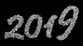 2019 new year formed a variety of flickering snowflakes on a black background. Optimal for using in screen mode. 4K, 3840x2160. Looped video.