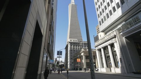San Francisco, United States - October, 2017: The Transamerica Pyramid on Montgomery Street