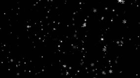 2019 new year formed from a cloud of flickering snowflakes and vice versa on a black background. Optimal for using in screen mode. 4K, 3840x2160. Seemless looped video.