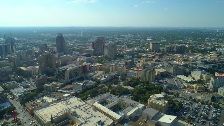 Aerial video The Alamo San Antonio Texas