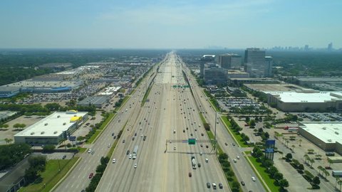 HOUSTON, TEXAS, USA - AUGUST 1, 2018: Aerial video Katy Highway Houston Texas 4k