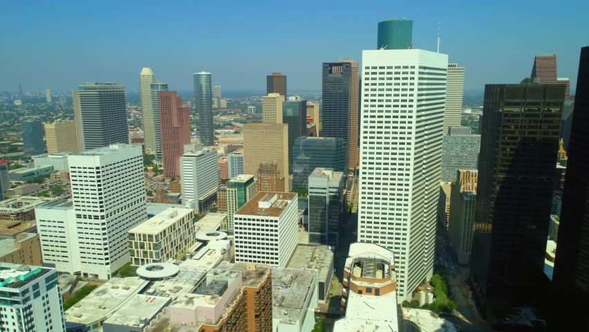 Aerial city tour Houston Texas 4k