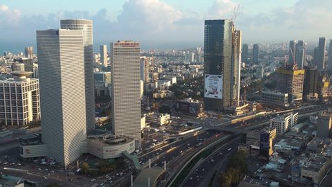 TEL AVIV, ISRAEL - APRIL, 2018: Tel Aviv Skyline At Day,  Aerial View,  Israel