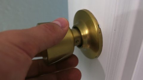 Opening and Closing Door by Gold Door-Knob