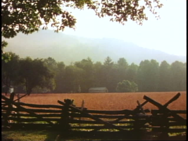 GREAT SMOKY MOUNTAINS NATIONAL PARK, TENNESSEE, 1978, split rail fence in valley