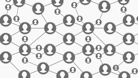 Social Network People Icon Link Connection Technology Loop Animation. Beautiful Digital Interface with Icons and Links Growing over the Business Graphs
