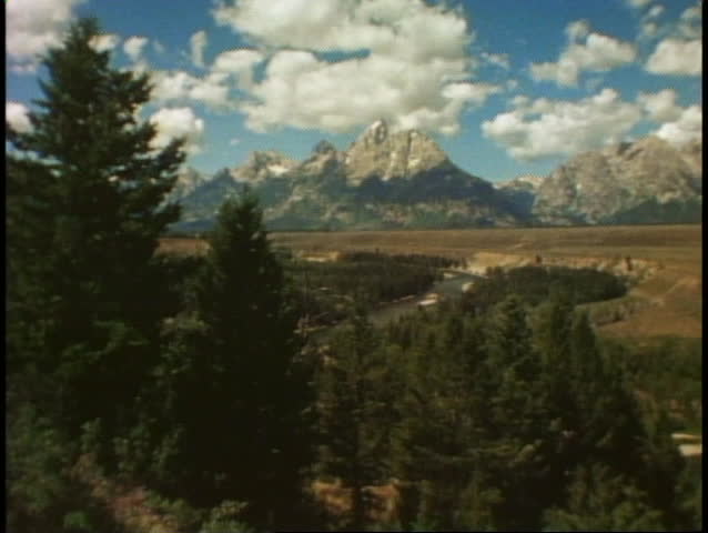 GRAND TETONS NATIONAL PARK, WYOMING, 1978, front range, wide shot, classic view