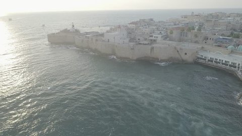 Acre city, Israel, aerial drone footage 4k dlog ungraded flat