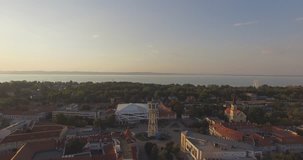 Siofok Water Tower in main square in sunset at Lake Balaton in Hungary aerial 4k stock video.
RAW footage for creators to color grade and control the look of your project (dlog, d log).