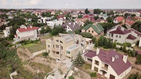 Aerial view of the consequences of a landslide in the city of Chernomorsk, Ukraine