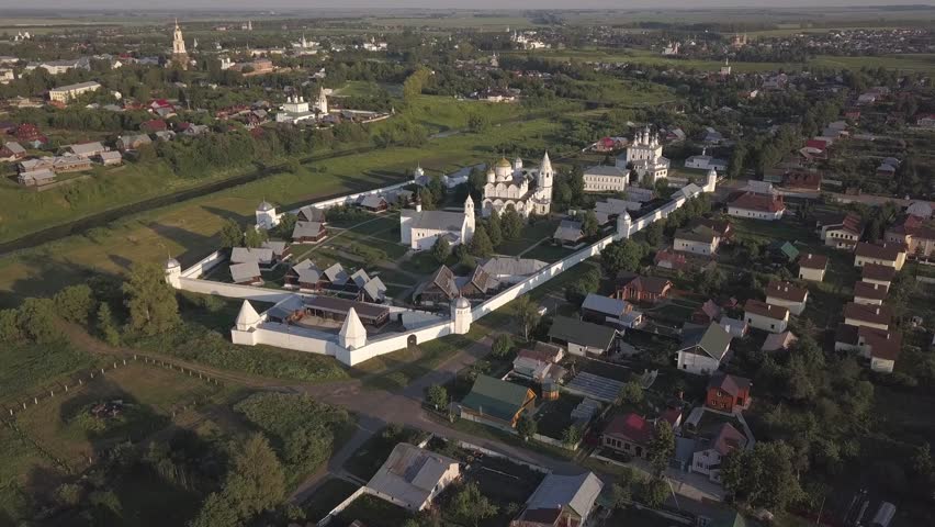 Aerial view on Pokrovsky Monastery in Suzdal, Vladimir oblast, Russia