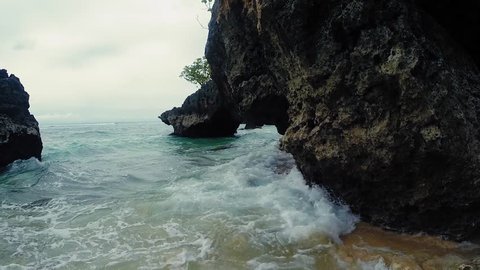 waves break against rocks, ocean, waves, rocks