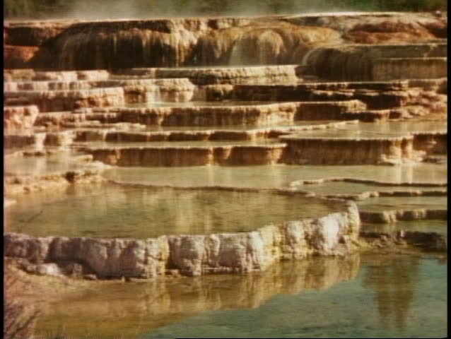YELLOWSTONE NATIONAL PARK, WYOMING, 1978, Mammoth Hot Springs, medium shot
