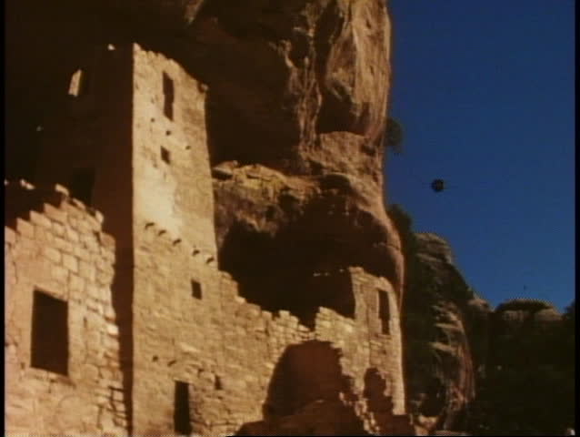 MESA VERDE NATIONAL PARK, COLORADO, 1978, Cliff Houses, medium shot of tower