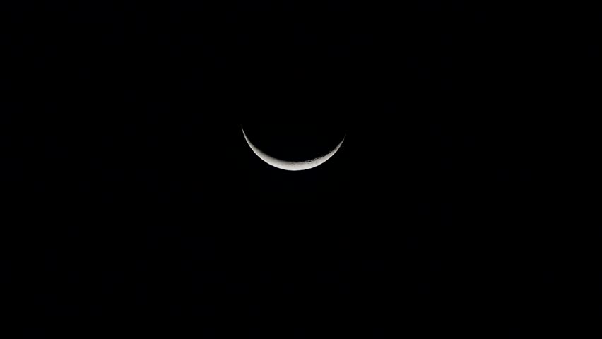 Crescent Moon On Black Background Stock Footage Video (100% Royalty ...