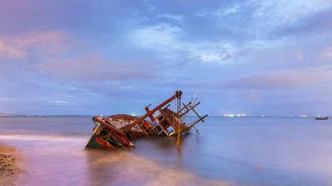 Timelaps Boat Sinking On Sea Under Stock Footage Video (100% Royalty ...