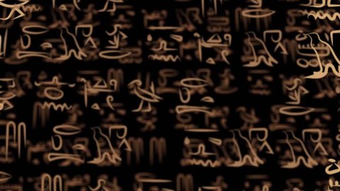 hieroglyphic Egyptian texture. Ancient hieroglyphs in different layers moving around in 3d animation.