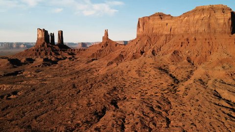 Scenic landscape near the Oljato–Monument Valley. Aerial view, from above, drone shooting. Arizona - Utah border
