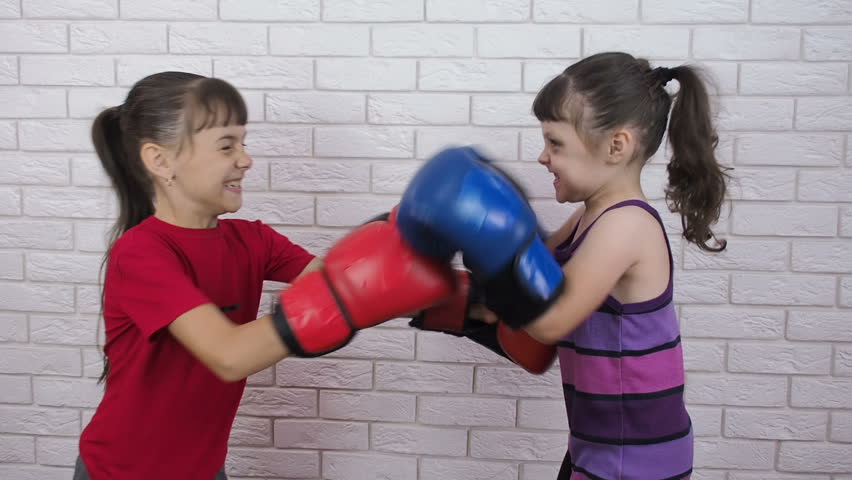 Children Boxers Girls Fight Boxing Gloves Stock Footage Video (100% ...