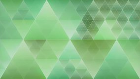 Green triangles loop. Abstract, soft, simple, tranquil, geometric background.