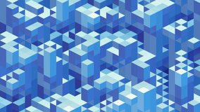 3D cubes loop. Isometric geometric mosaic pattern of blue blocks.