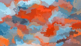 abstract animated stained background seamless loop video - watercolor effect - orange red turquoise blue gray color