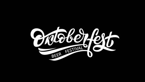 Oktoberfest logo animation. Beer Festival motion graphic. Footage of Bavarian festival design on alpha channel with white lettering