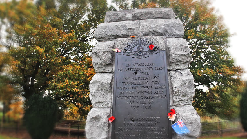 Flanders world war one relics and remains: australian tunnelling division memorial, hill 60, Ypres