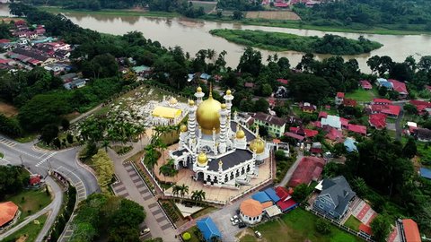 Aerial view of a public mosque, known as Ubudiah Mosque located in Kuala Kangsar,Perak,Malaysia.The mosque was built at the royal command of Sultan Idris Murshidul Azam Shah, Sultan Perak(1887 – 1916)