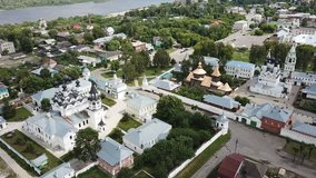 Aerial view of  russian landmark Trinity and Annunciation Monasteries in Murom