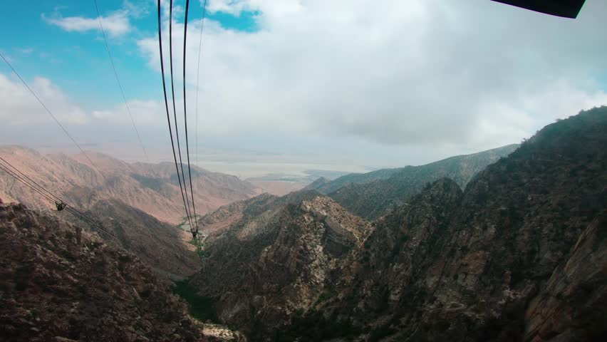 4K Drone Aerial Aerial Shot  Palm Springs Aerial Tramway Tram Close Up Royalty-Free Stock Footage #1015525630