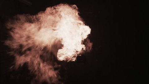 Slow motion fireball explosion at camera for use with visual effects and/or design.