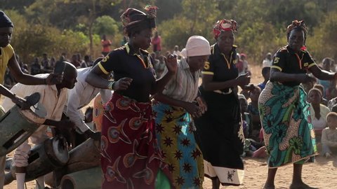 Malawi / East Africa - April 20 2017: African Tribal Song And Dance Variations In Malawi The dance of the spirits