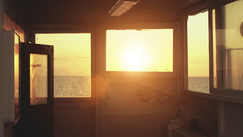 Sunrise from the open deck cabin of ferry cruise ship  | Shutterstock HD Video #1015568185
