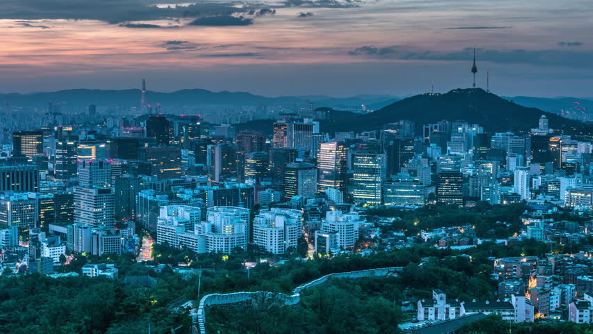 Time lapse of Seoul City Skyline,South Korea