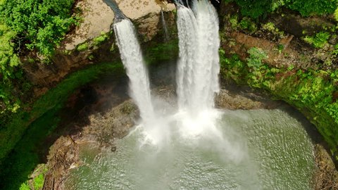 Wailua Falls in Kauai, Hawaii / Aerial ProRes HQ