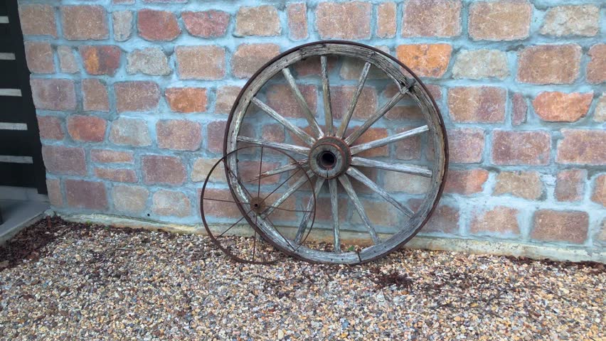 Old wagon wheel.