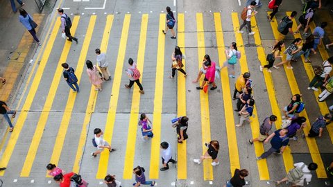 Busy pedestrian crossing at Hong Kong - time lapse
