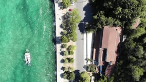 Aerial video of Bosphorus, Istanbul Turkey