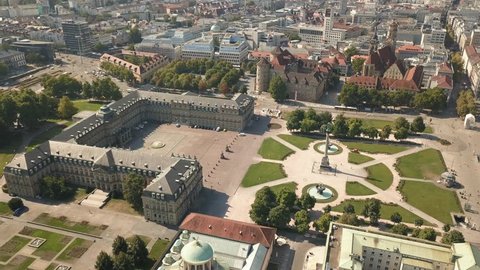 Aerial view of Schlossplatz. Palace square in Stuttgart