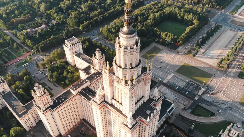 Lomonosov Moscow State University Skyscraper at summer sunny day