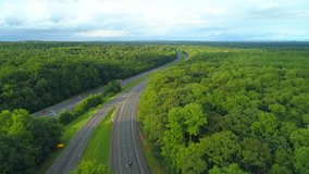Aerial drone footage of an American highway 4k 24p