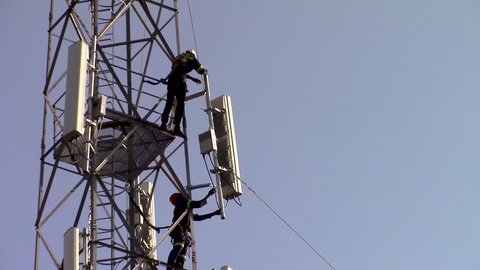 Aston lake Springs, Gauteng / South Africa - 06 30 2016: Cell Tower Antenna Installation ready to be fasten 2016-07-01 Aston lake Springs Gauteng South Africa