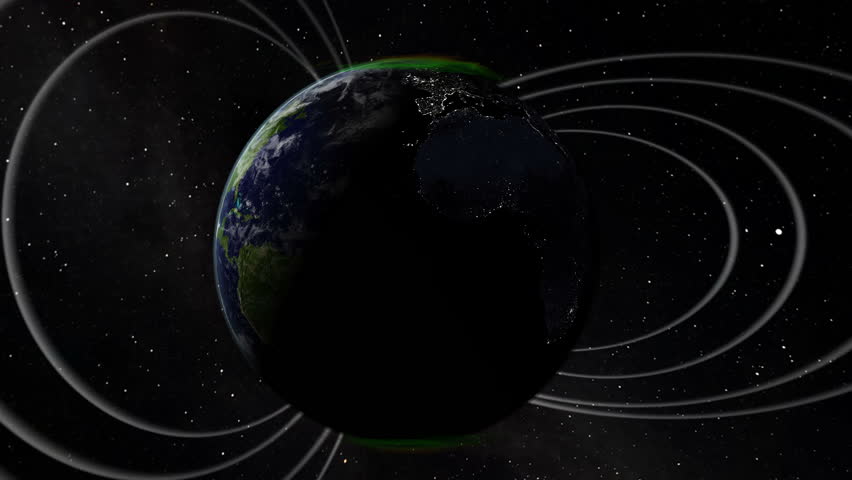 Magnetic field lines around the Earth disconnect and reconnect due to magnetic interaction with the solar wind from the Sun in this animation. Royalty-Free Stock Footage #1015637929