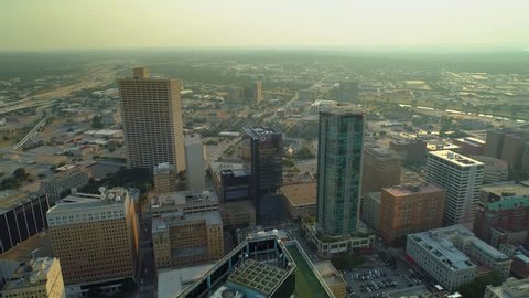 FORT WORTH, TEXAS, USA - AUGUST 1, 2018: Texas aerials Fort worth 4k cityscape drone footage