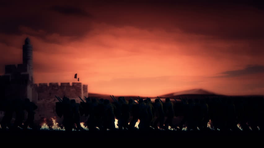 Crusades Knights Marching into Jerusalem
