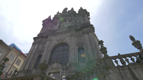 Porto, Portugal - April, 2016: The front side of Clerigos Church in Porto
