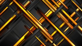 Orange and black glossy stripes abstract geometric motion design. Seamless loop. Video animation Ultra HD 4K 3840x2160