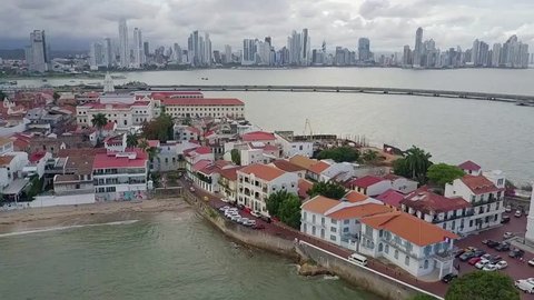 Aerial view of the historic city center of Panama