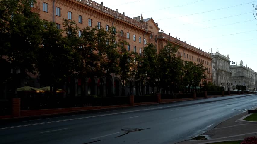Lenin Street in central part of Minsk, Belarus, one of busiest in city.